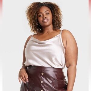 NWT Black Ava and Viv Satin Tank Top